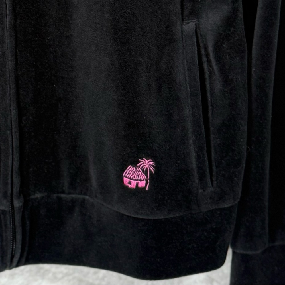 Caribbean Joe Black Velvet Jacket with Floral Collar - Picture 3 of 9